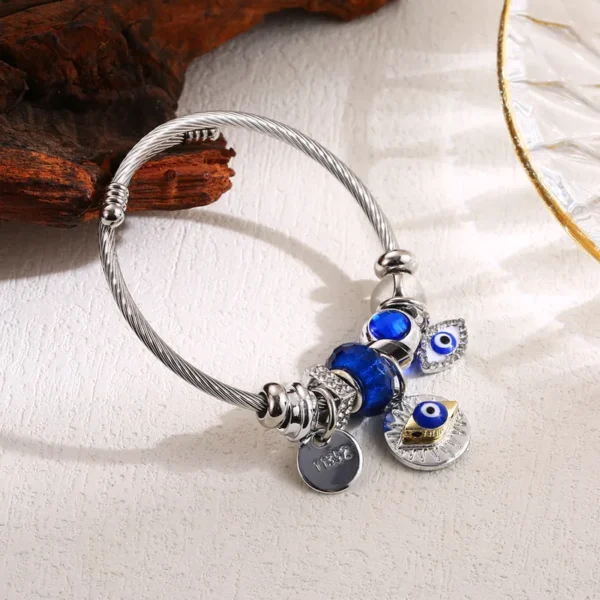 Ατσάλινο βραχιόλι bangle με μάτια