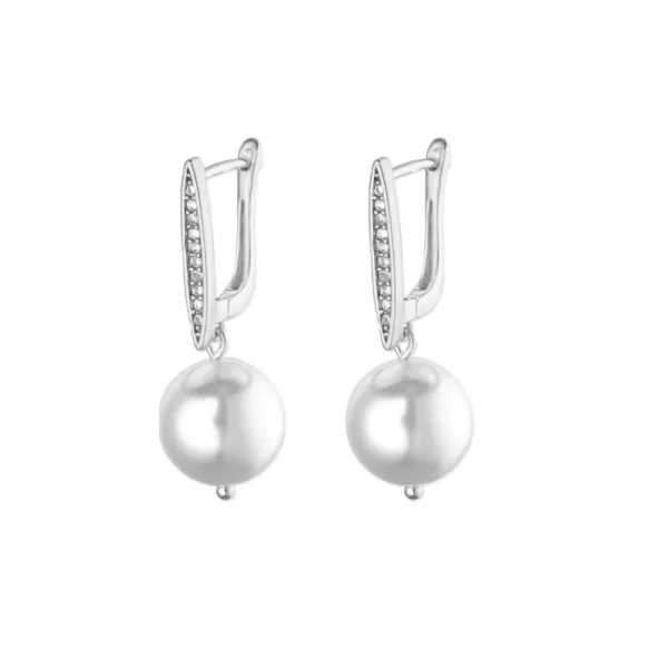 Σκουλαρίκια ατσάλι με στρας και πέρλα