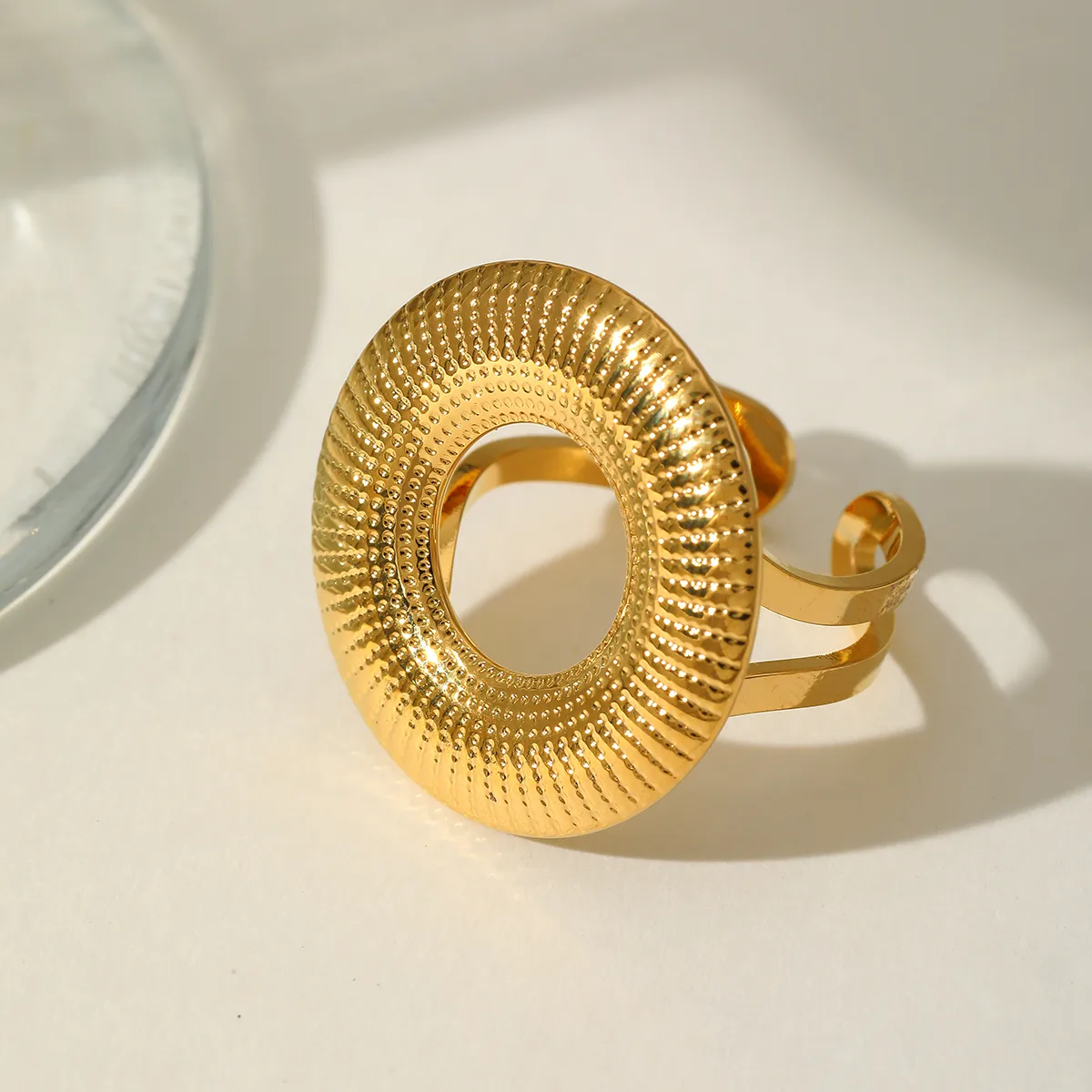 Wholesale-Jewelry-Casual-Simple-Style-Artistic-Irregular-Geometric-304-Stainless-Steel-18K-Gold-Plated-Plating-Open-Rings-display-picture-4