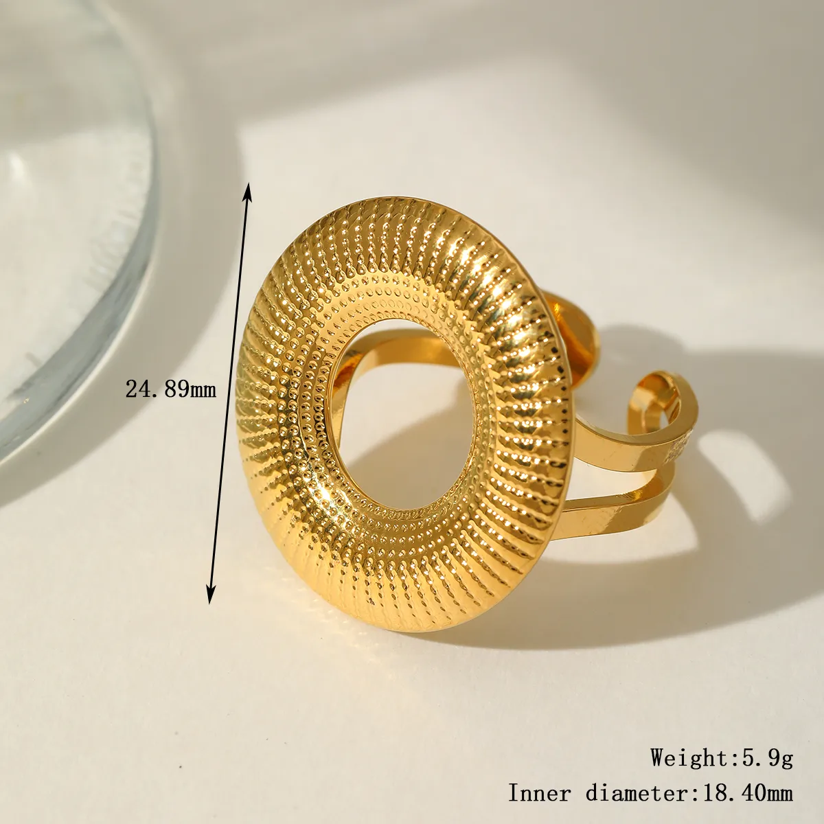 Wholesale-Jewelry-Casual-Simple-Style-Artistic-Irregular-Geometric-304-Stainless-Steel-18K-Gold-Plated-Plating-Open-Rings