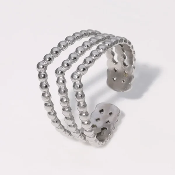 Casual Μινιμαλιστικό Γεωμετρικό Ανοξείδωτο Ατσάλι Hollow Out Inlay Ανοιχτοί δακτύλιοι ασημί