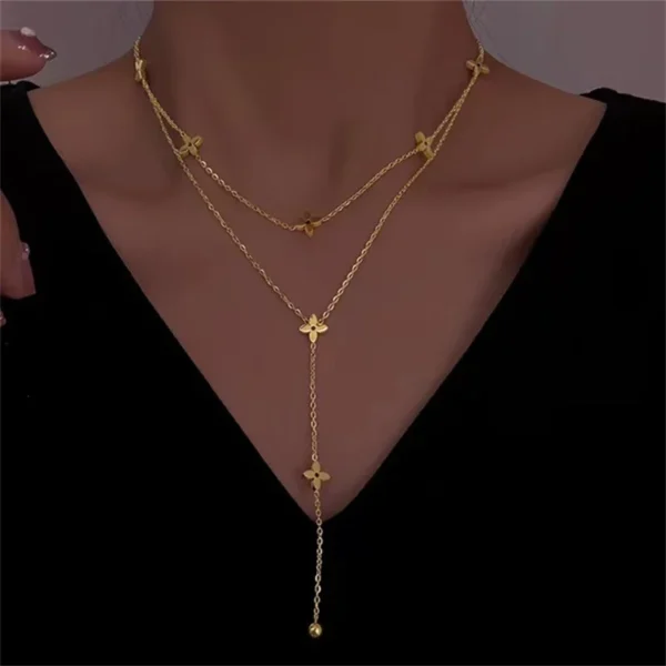 Κινούμενα σχέδια γεωμετρικά κολιέ από τιτάνιο χάλυβα 18 καρατίων επιχρυσωμένα κολιέ