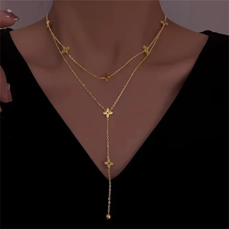 Κινούμενα σχέδια γεωμετρικά κολιέ από τιτάνιο χάλυβα 18 καρατίων επιχρυσωμένα κολιέ