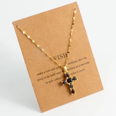 Ανοξείδωτο ατσάλι 18Κ Επιχρυσωμένο Μινιμαλιστικό Ένθετο Σταυρό Ζιργκόν