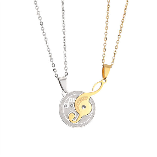 Αξεσουάρ κολιέ Τιτάνιο ατσάλι Ζευγάρι Κολιέ Μουσική Νότα Παζλ Μενταγιόν από ανοξείδωτο ατσάλι2