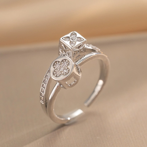 Μέτρια πολυτελή στρογγυλά γεωμετρικά δαχτυλίδια από τιτάνιο χάλυβα 18 καρατίων4