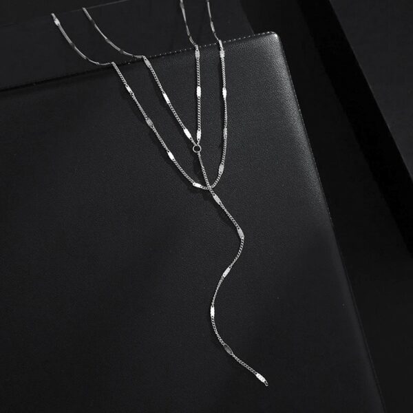 Μινιμαλιστικό κολιέ από ανοξείδωτο ατσάλι Rhombus ασημί