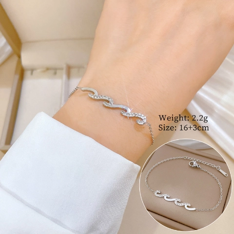 Ολόσωμο Τιτάνιο Ατσάλι Dongdaemun Προσωπικότητα Μινιμαλιστικό Wave Personality Chain Βραχιόλι2