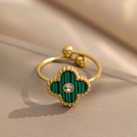 Τετράφυλλα Τριφύλλι Μόδα Δαχτυλίδια Ηλεκτρολυτικής Επιμετάλλωσης από Τιτάνιο Χάλυβα