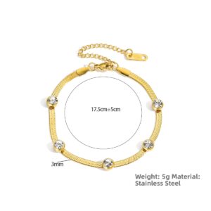 Basic Commute Solid Color 304 από ανοξείδωτο ατσάλι 18K επιχρυσωμένo βραχιόλι ζιργκόν