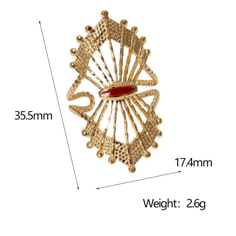 Vintage δαχτυλίδι από τιτάνιο σε σχήμα βεντάλιας, κοίλο, ρυθμιζόμενο, γαλλικού τύπου, από ανοξείδωτο ατσάλι, επιχρυσωμένο, για γυναίκες