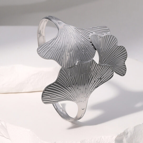 Βραχιόλι από ανοξείδωτο ατσάλι με σχέδιο τιτανίου από φύλλο ginkgo, υψηλής ποιότητας βραχιόλι