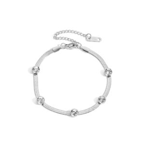Από ανοξείδωτο ατσάλι βραχιόλι με ζιργκόν ασημί