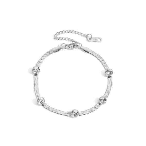 Από ανοξείδωτο ατσάλι βραχιόλι με ζιργκόν ασημί