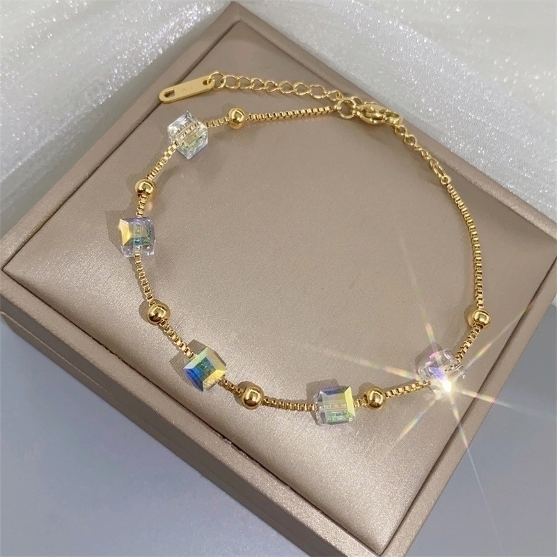 Γυναικεία βραχιόλια με γεωμετρικά στοιχεία και τιτάνιο, ατσάλι, επιχρυσωμένα με χρυσό 18 καρατίων, σε σχήμα καρατίων