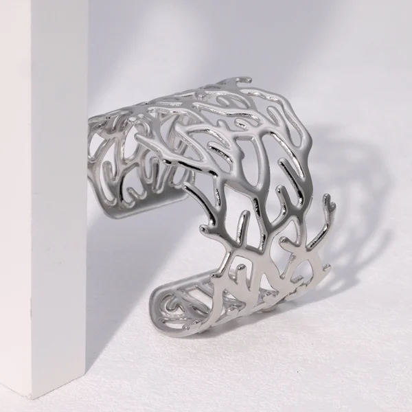 Εξαιρετικό vintage ακανόνιστο βραχιόλι ευρείας έκδοσης προσωπικότητα υπερβολικό Ig από ανοξείδωτο ατσάλι ασημί