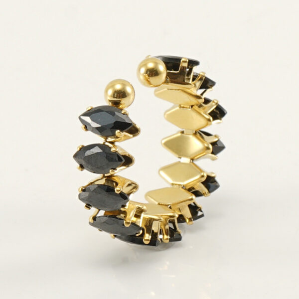 Μόδα-Horse-Eye από ανοξείδωτο ατσάλι με ένθετο ζιργκόν ανοιχτό δαχτυλίδι