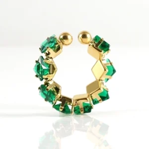 Μόδα-Horse-Eye από ανοξείδωτο ατσάλι με ένθετο ζιργκόν ανοιχτό δαχτυλίδι