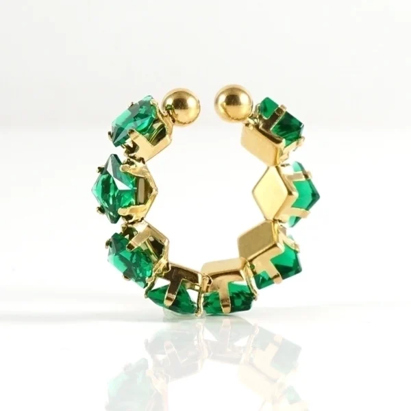 Μόδα-Horse-Eye από ανοξείδωτο ατσάλι με ένθετο ζιργκόν ανοιχτό δαχτυλίδι