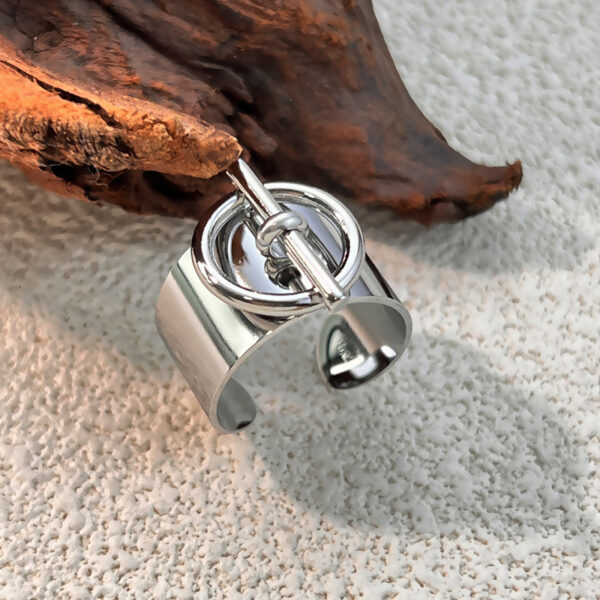 Ρετρό Γεωμετρικό Ανοιχτό Δαχτυλίδι από ανοξείδωτο Ατσάλι ασημί