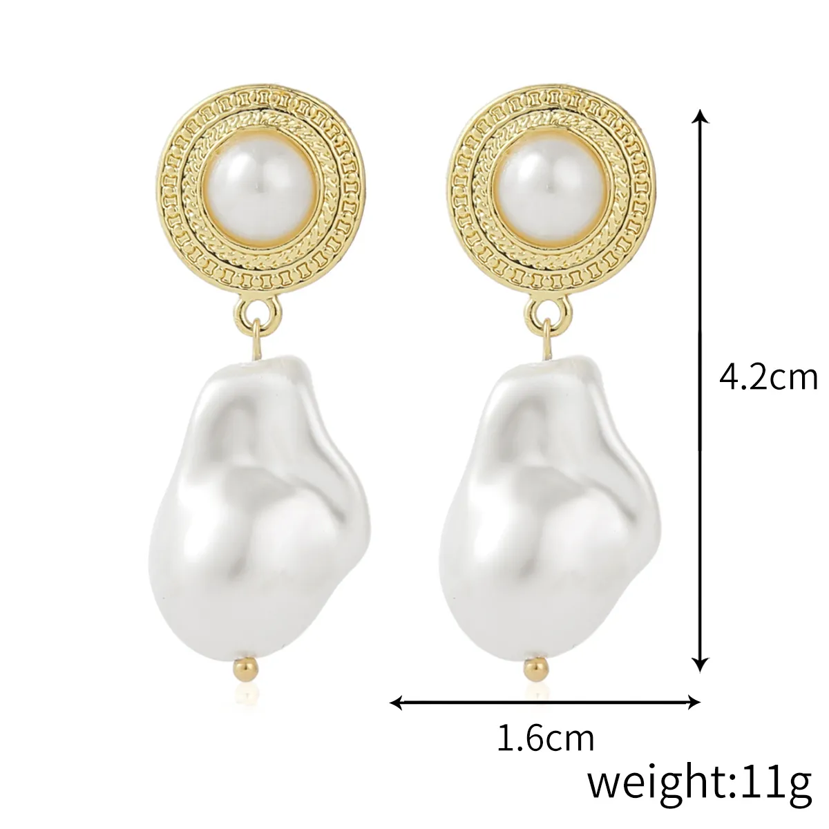 Artificial_Baroque_Pearl_Dangle_Earrings_For_Women_Vintage_Gold_Plated_Alloy_With_Stainless_Steel_Earring_Post_Colorful_Crystal_Item_Style_E2109-18_Ear_Style