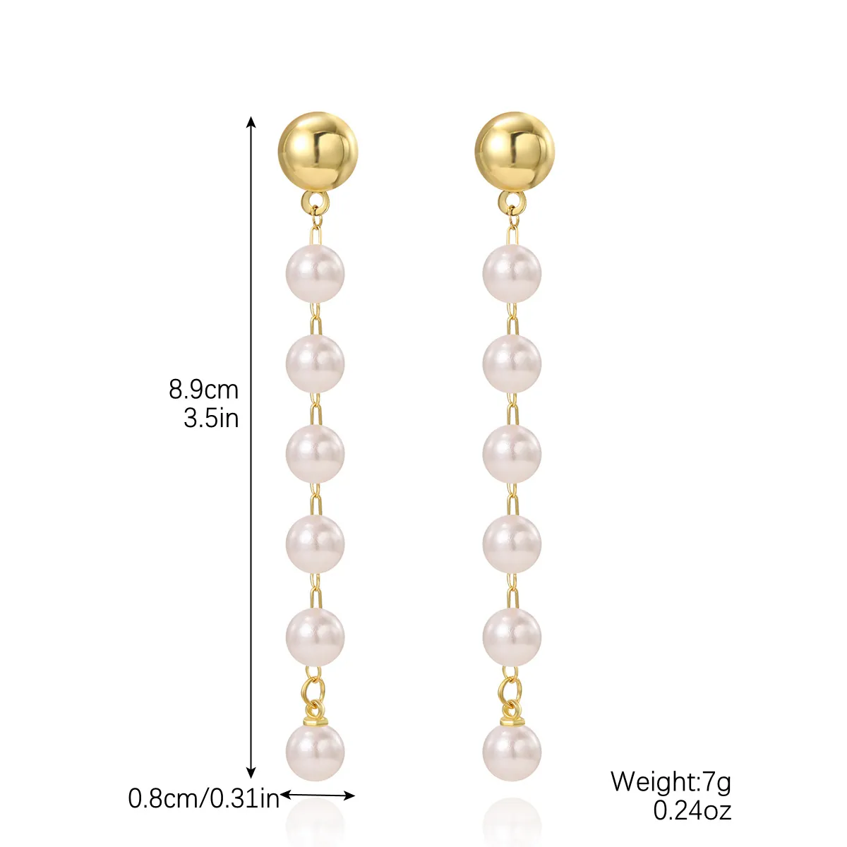 Artificial_Baroque_Pearl_Dangle_Earrings_For_Women_Vintage_Gold_Plated_Alloy_With_Stainless_Steel_Earring_Post_Colorful_Crystal_Item_Style_E2308-16_Long_Pearl_Chain