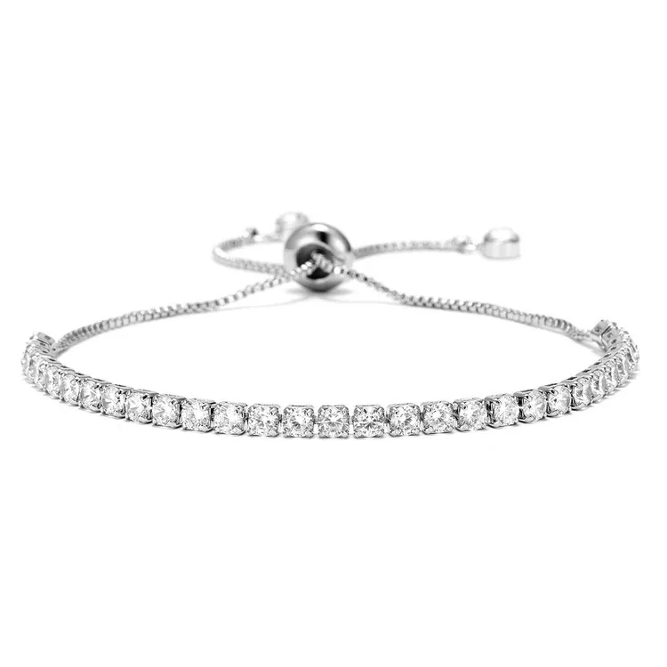 Luxury_Zirconia_Tennis_Bracelet_For_Women_Adjustable_Copper_Gold_Silver_Rose_Gold_Plated_Micro_Pave_Fashion_Jewelry_Bracelet_Gift_Color_Silver