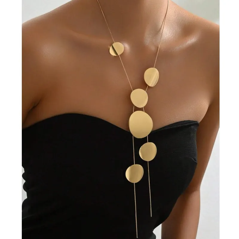 Zinc_Alloy_Long_Lariat_Necklace_Geometric_Disc_Heart_Flower_Butterfly_Leaf_Pendant_Tassel_Minimalist_Jewelry_Item_Style_Gold_Round_Disc